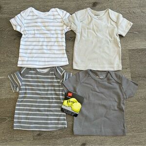 NWOT 6-12 Months 4 Gray Hanes Ultimate Flexy Baby Short Sleeve Tee Shirts
